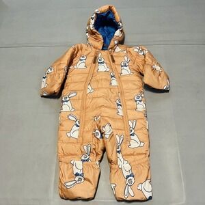 Mini Rodini Kids Insulated Snowsuit 68 Bunny Rabbit Print One Piece Jacket Coat-